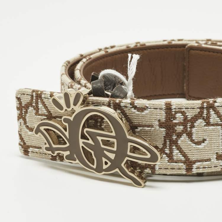 Pre Owned Dior x Cactus Jack Brown Oblique Canvas Logo Belt 100CM