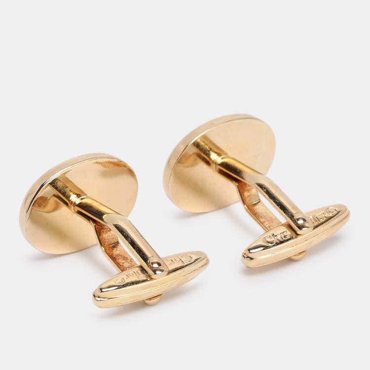 Pre Owned Dior Blue Gold Tone Metal and Lapis Lazuli Toggle Cufflinks 