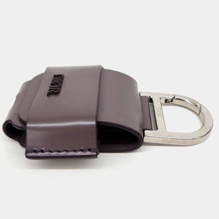 Pre Owned غلاف إيربودز ديور جلد أرجواني