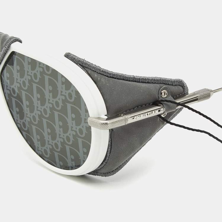 Pre Owned Dior White/Black DiorSnow A1I Aviator Sunglasses