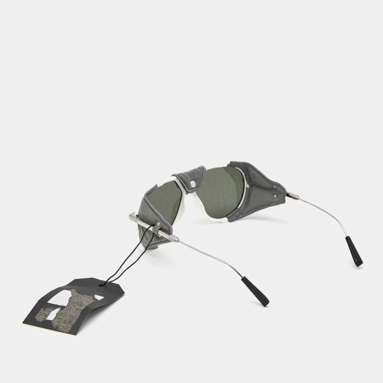 Pre Owned Dior White/Black DiorSnow A1I Aviator Sunglasses