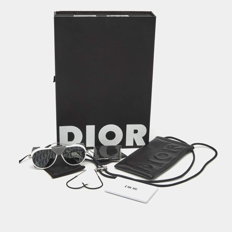 Pre Owned Dior White/Black DiorSnow A1I Aviator Sunglasses