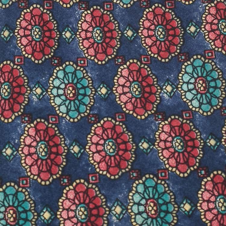 Pre Owned Christian Dior Monsieur Vintage Navy Blue Mandala Print Silk Tie