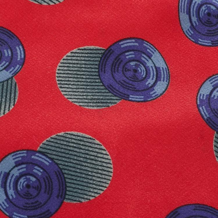 Pre Owned Christian Dior Monsieur Vintage Red Circle Print Silk Tie