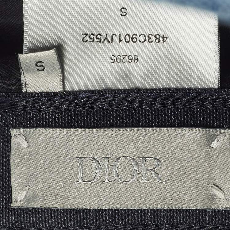 Pre Owned Dior Homme Blue Lily Embroidered Denim Baseball Cap S