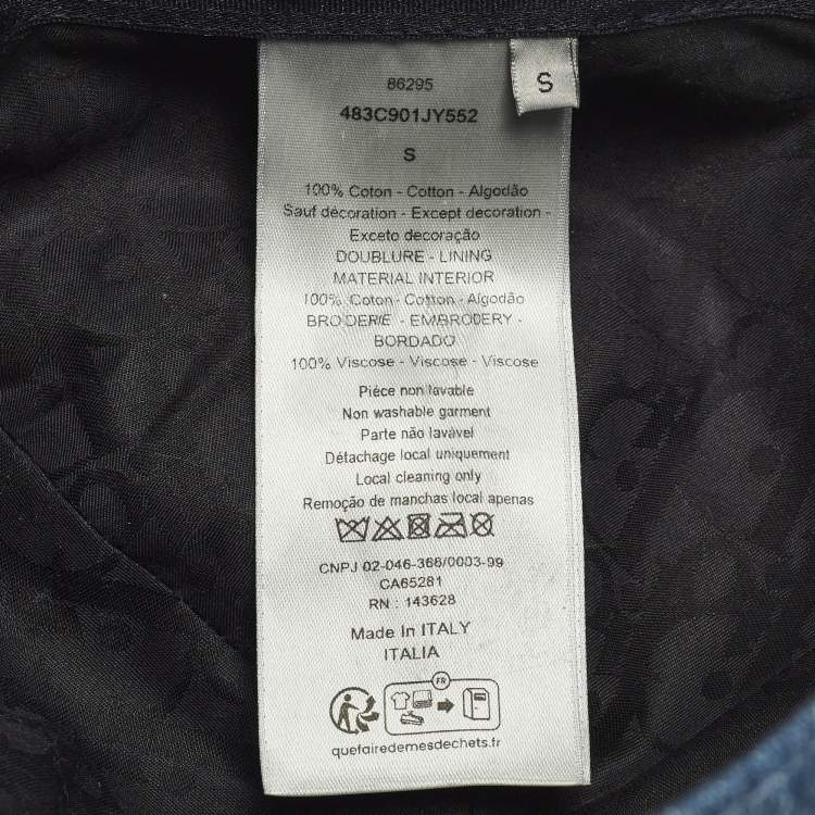 Pre Owned Dior Homme Blue Lily Embroidered Denim Baseball Cap S