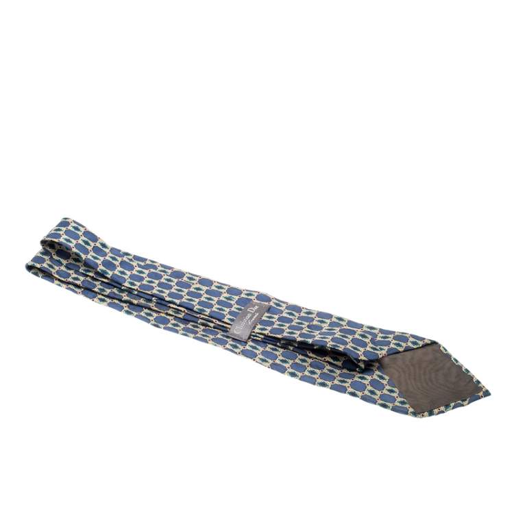 Pre Owned Dior Vintage Multicolor Monogram Printed Silk Traditional Tie 