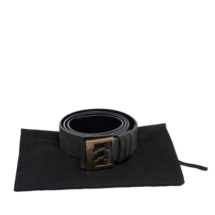 Pre Owned Dior Homme Black Suede Buckle Belt 100CM