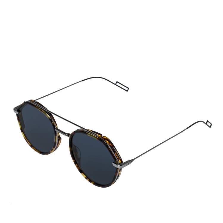 Pre Owned Dior Homme Tortoiseshell-Effect /Blue Dior0219S Round Sunglasses