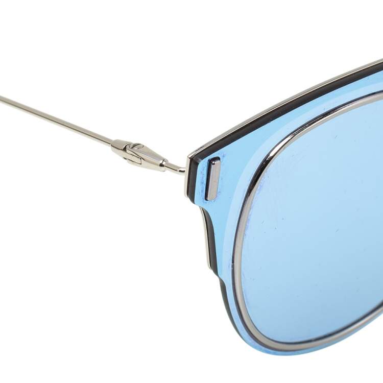 Pre Owned Dior Homme Silver Tone/ Blue Mirrored DiorComposit1.0 Aviator Sunglasses