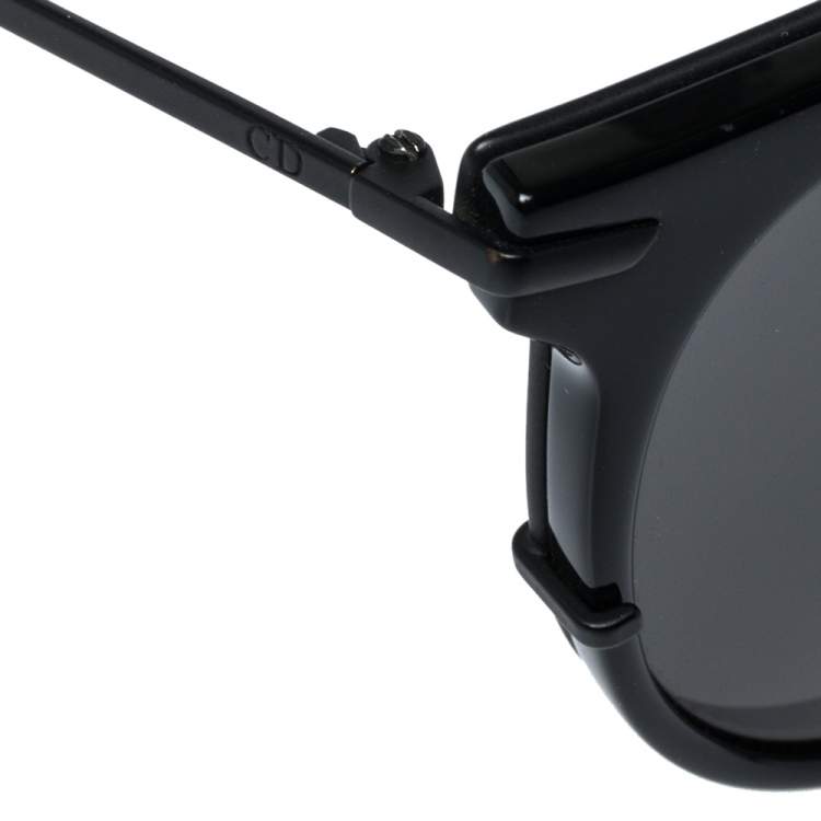 Pre Owned Dior Homme Shiny & Matte Black/ Grey 0196S Round Sunglasses