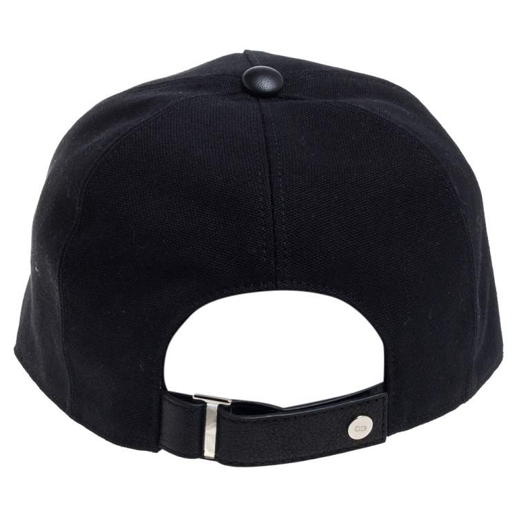 Pre Owned Dior Black Logo Embroidered Canvas Baseball Cap L