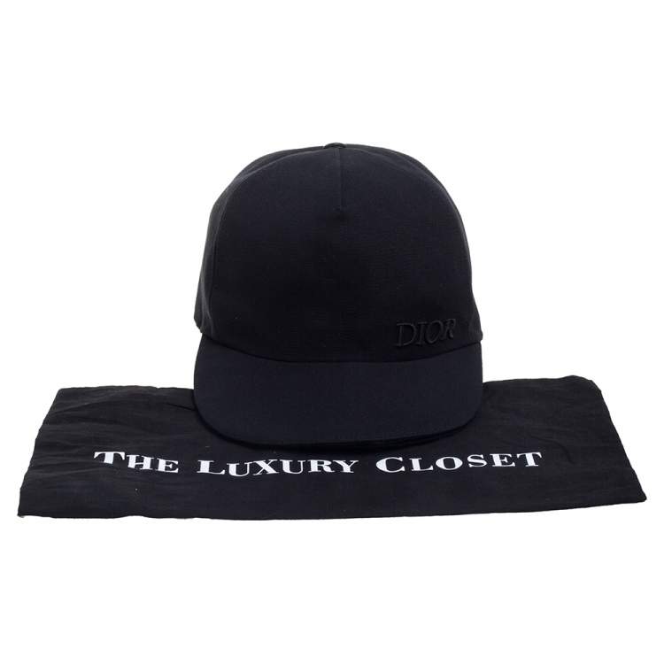 Pre Owned Dior Black Logo Embroidered Canvas Baseball Cap L