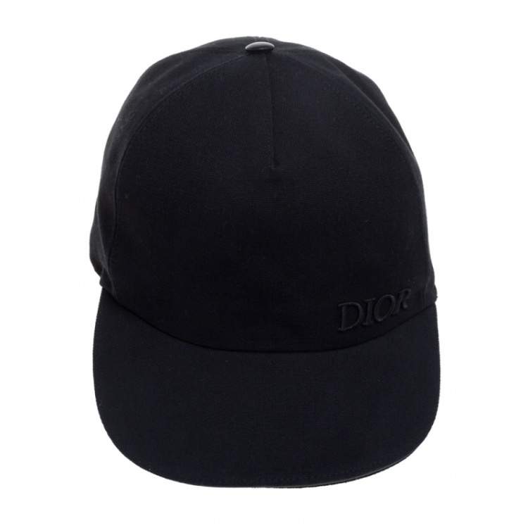 Pre Owned Dior Black Logo Embroidered Canvas Baseball Cap L