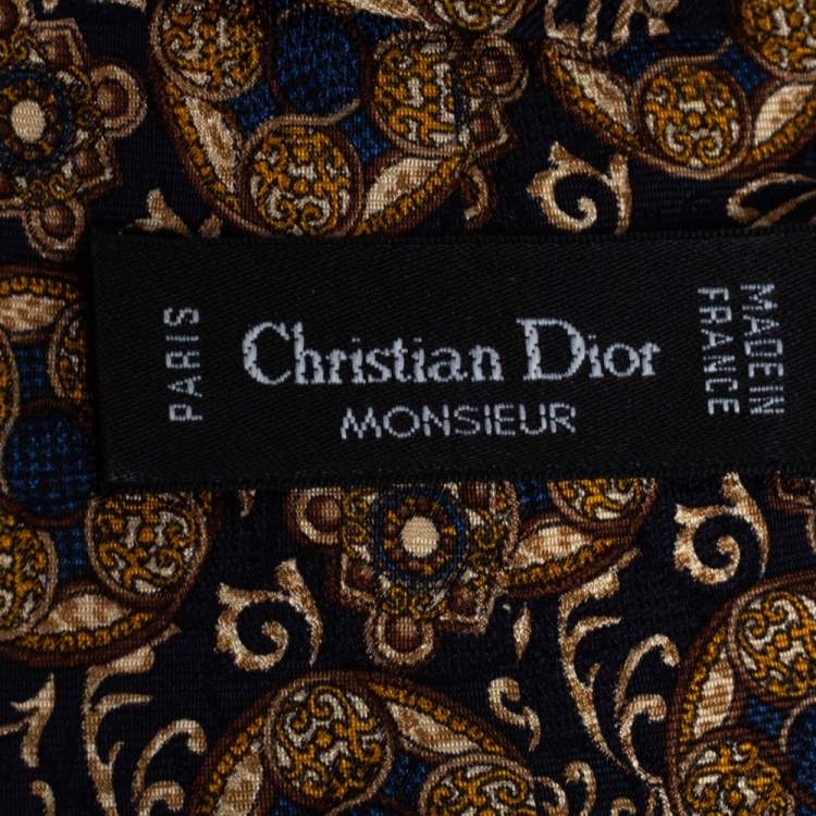 Pre Owned Dior Vintage Multicolor Printed Silk Traditional Tie