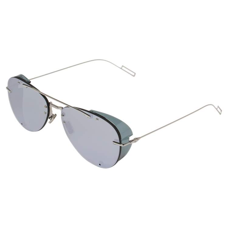 Pre Owned Dior Silver Mirror 0100T Aviator Sunglasses