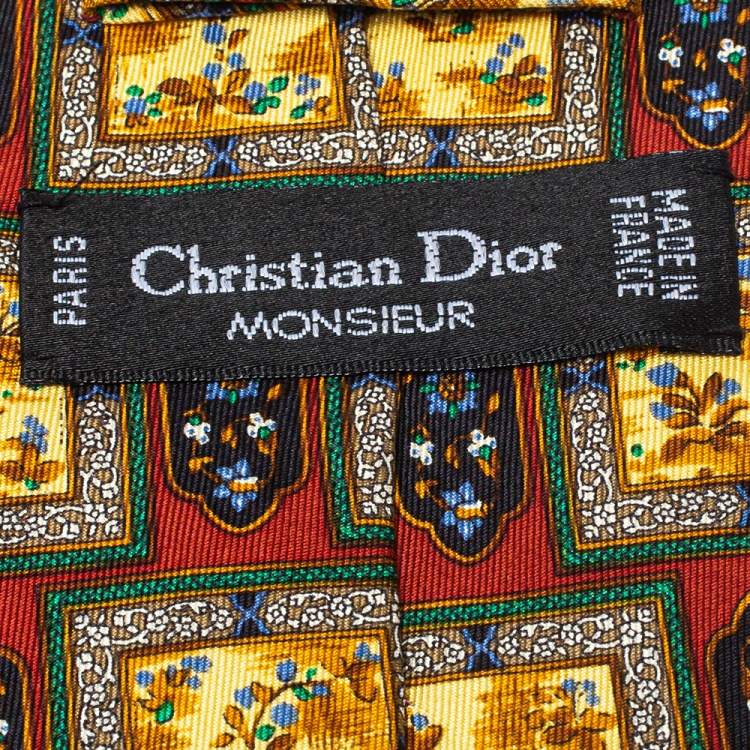 Pre Owned Christian Dior Monsieur Multicolor Floral Printed Silk Tie