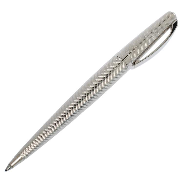 Pre Owned Christian Dior Stylos Silver Tone Guilloche Ballpoint Pen