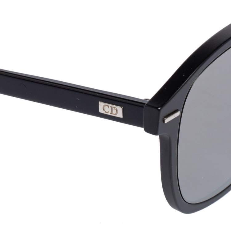 Pre Owned Dior Homme Black Metal Tone AL13.13 Mirror Square Sunglasses