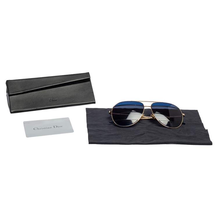 Pre Owned Dior Blue/Gold DiorSplit2 Aviator Sunglasses