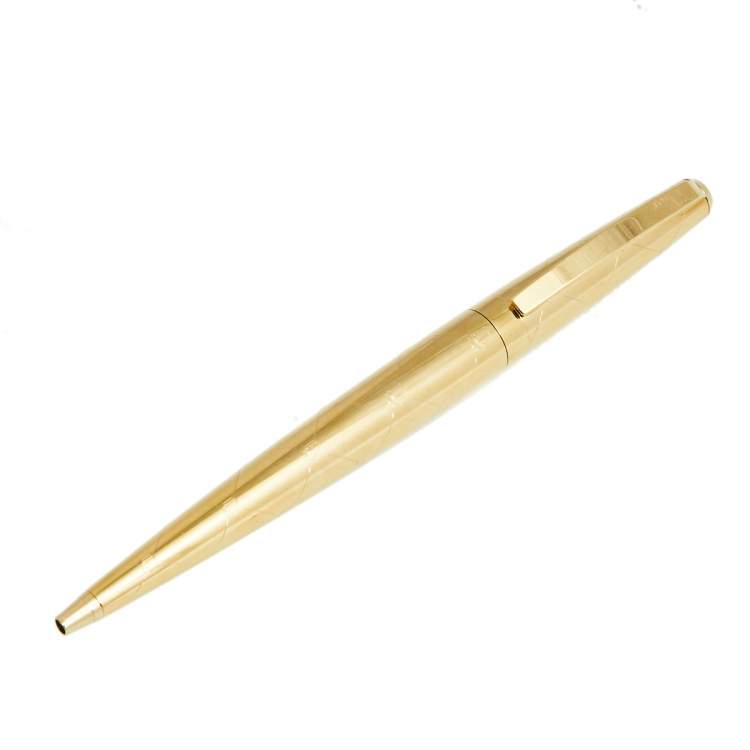 Pre Owned Dior Gold Tone Logo Engraved Ballpoint Pen