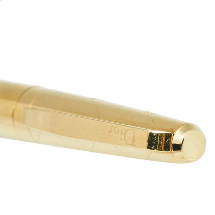 Pre Owned Dior Gold Tone Logo Engraved Ballpoint Pen