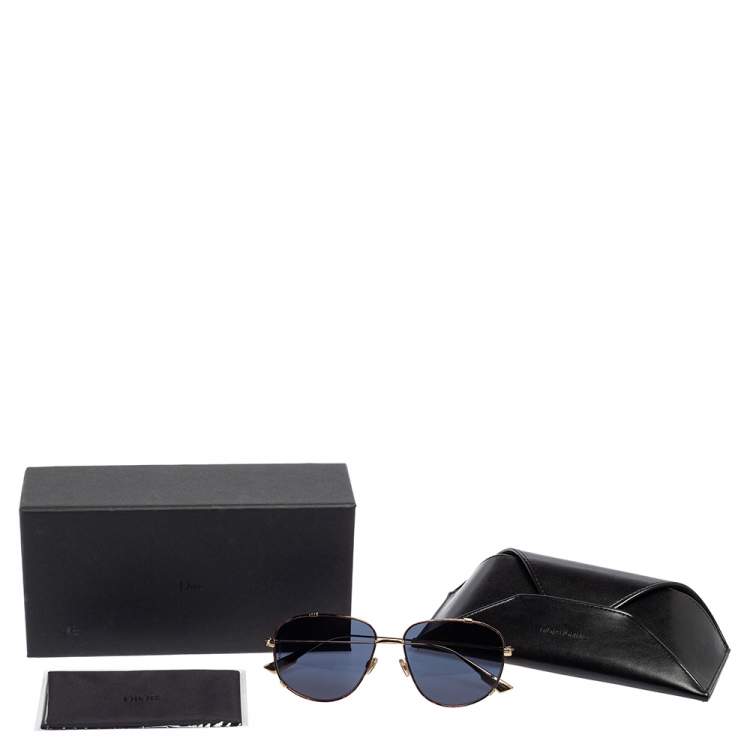 مملوكة مسبقًا Dior Gold Tone/Brown Havana Monsieur 3 Aviator Sunglasses