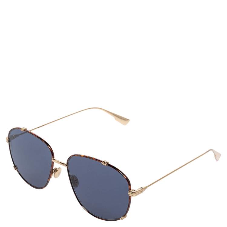 مملوكة مسبقًا Dior Gold Tone/Brown Havana Monsieur 3 Aviator Sunglasses
