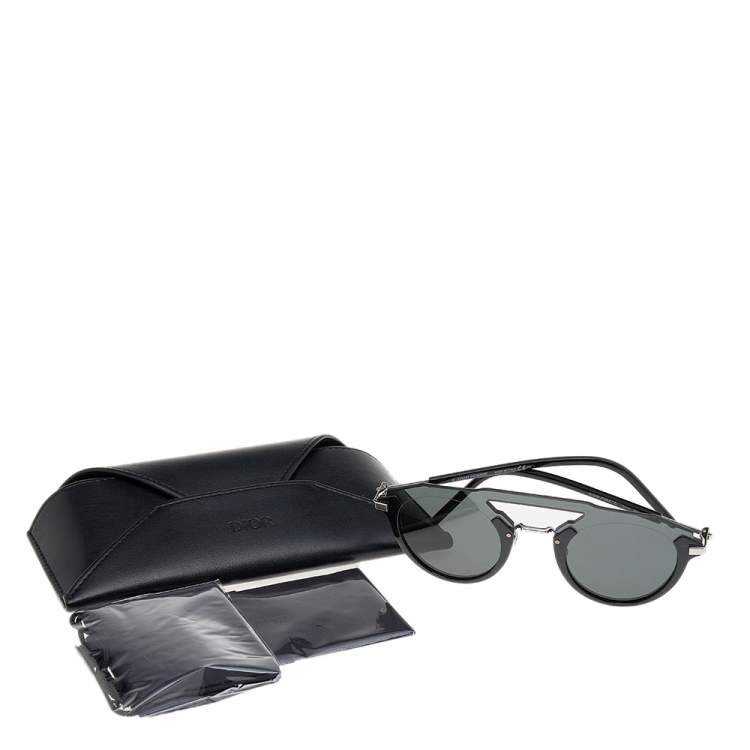 Pre Owned Dior Black/ Grey 8072K DiorFuturistic Round Sunglasses