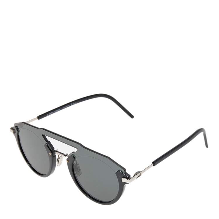 Pre Owned Dior Black/ Grey 8072K DiorFuturistic Round Sunglasses