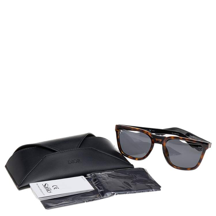 Pre Owned Dior Brown Havana/ Grey DIORB24.1 Square Sunglasses