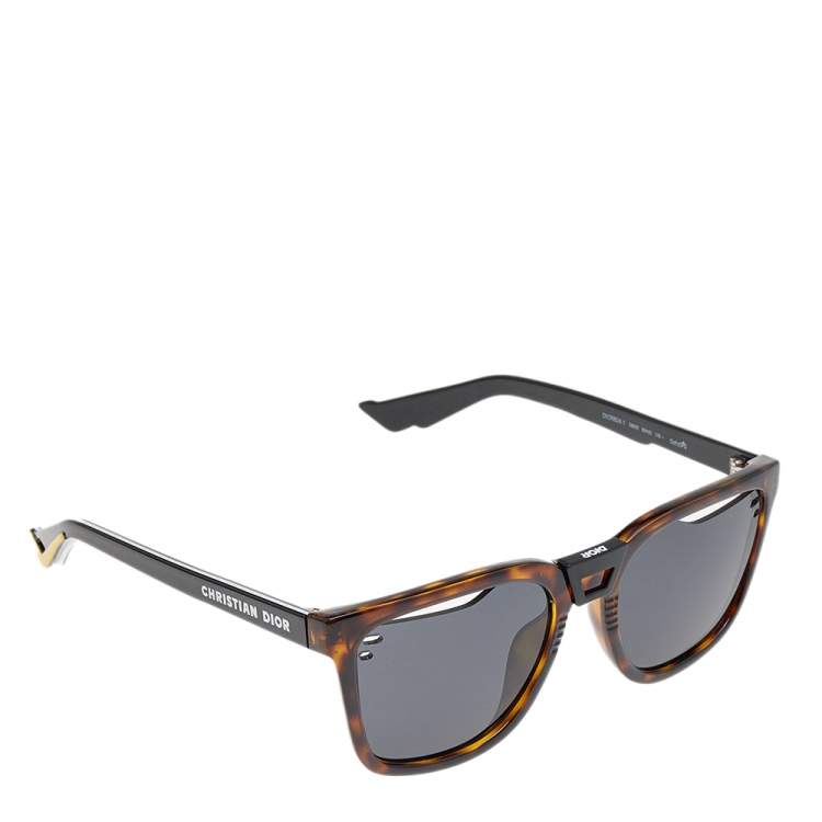 Pre Owned Dior Brown Havana/ Grey DIORB24.1 Square Sunglasses