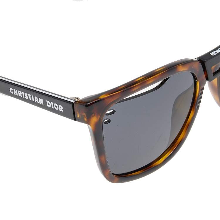 Pre Owned Dior Brown Havana/ Grey DIORB24.1 Square Sunglasses