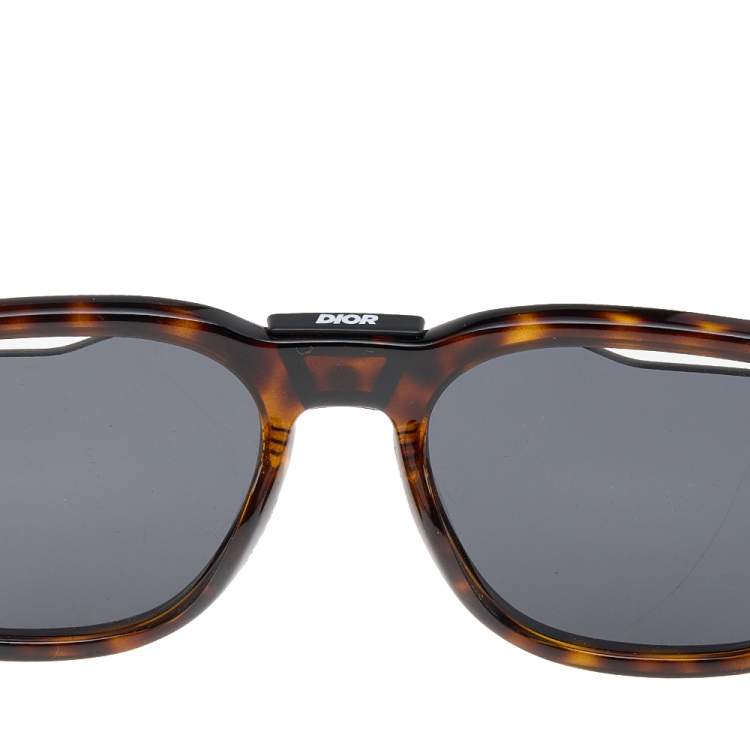 Pre Owned Dior Brown Havana/ Grey DIORB24.1 Square Sunglasses