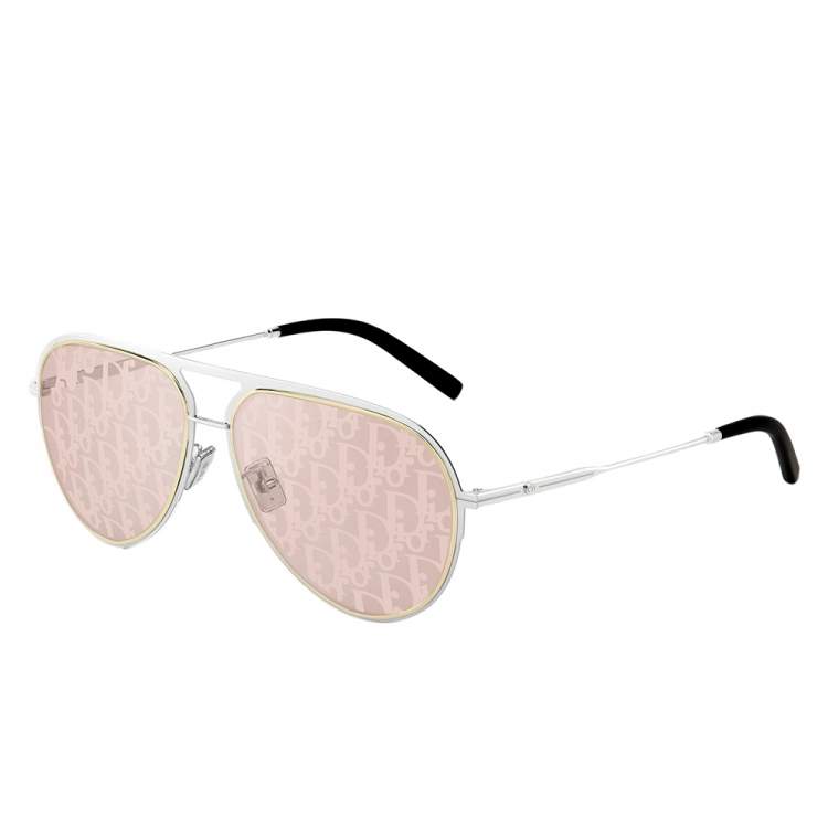 Pre Owned Dior Silver Tone / Pink Oblique DiorEssential Pilot Sunglasses