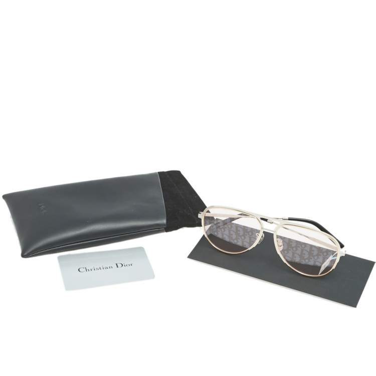 Pre Owned Dior Silver Tone / Pink Oblique DiorEssential Pilot Sunglasses