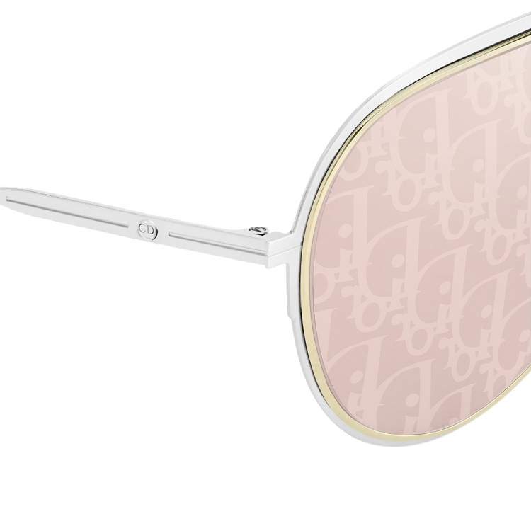 Pre Owned Dior Silver Tone / Pink Oblique DiorEssential Pilot Sunglasses