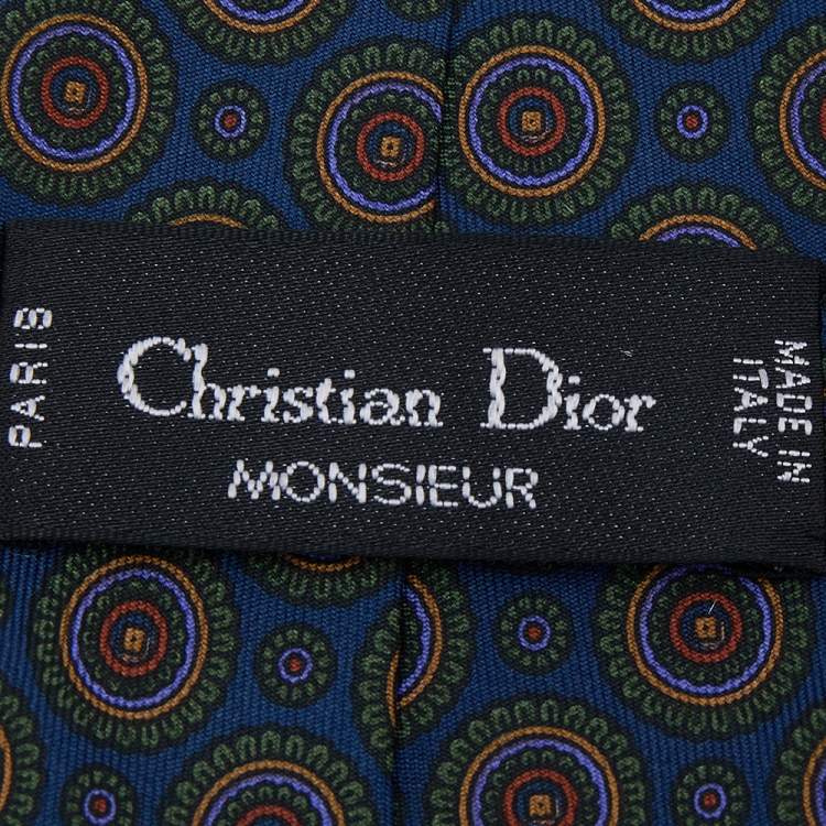 Pre Owned Dior Blue Patterned Silk Tie