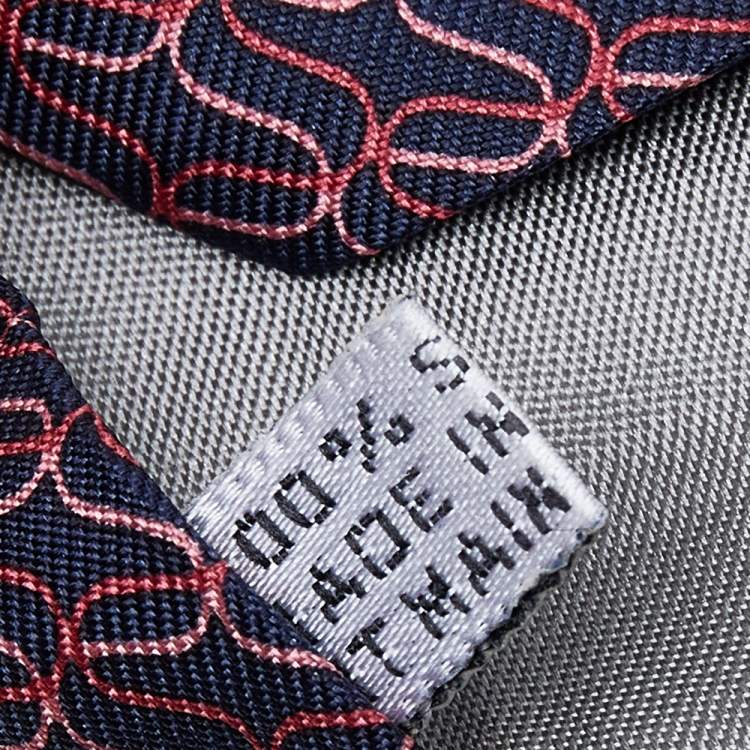 Pre Owned Dior Red & Blue Geometric Print Silk Tie