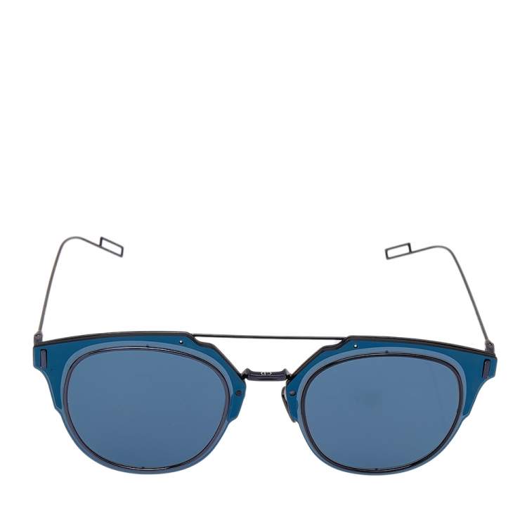 Pre Owned Dior Homme Diorcomposit1.0 Black/Blue A2J2A  Aviator Sunglasses