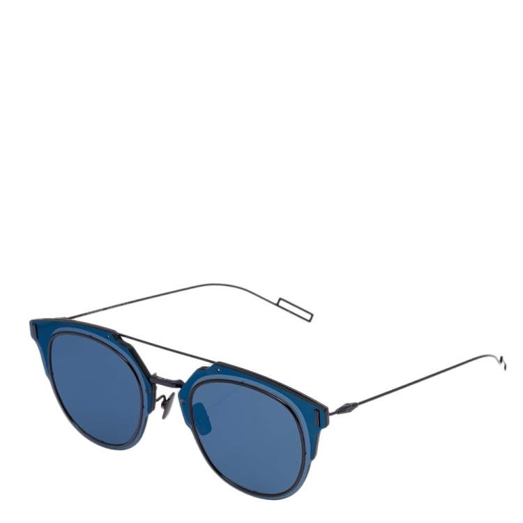 Pre Owned Dior Homme Diorcomposit1.0 Black/Blue A2J2A  Aviator Sunglasses