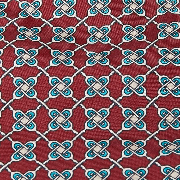 Pre Owned Dior Red Printed Silk Traditional Tie 