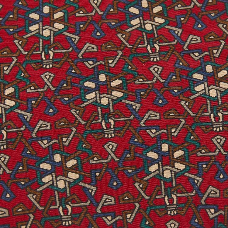 Pre Owned Dior Vintage Red Geometric Print Silk Tie