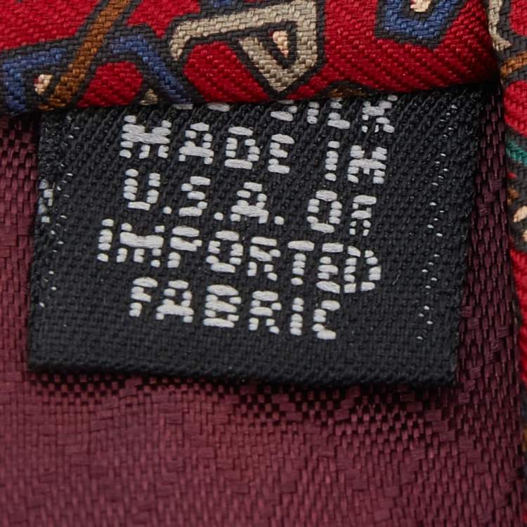 Pre Owned Dior Vintage Red Geometric Print Silk Tie