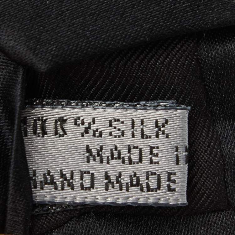 Pre Owned Dior Black Bee Embroidered Silk Skinny Tie