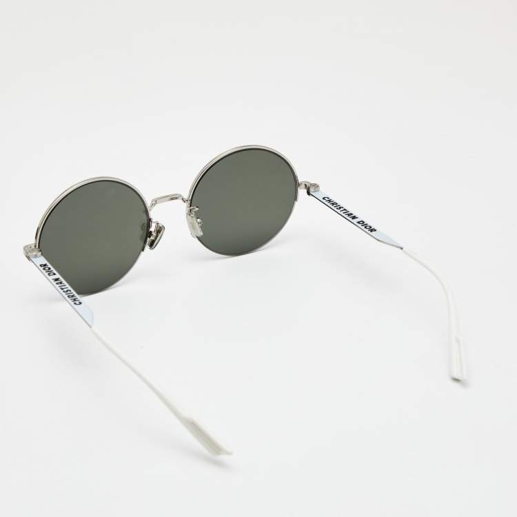 Pre Owned Dior White/Silver Mirrored DIOR180.2F Round Sunglasses