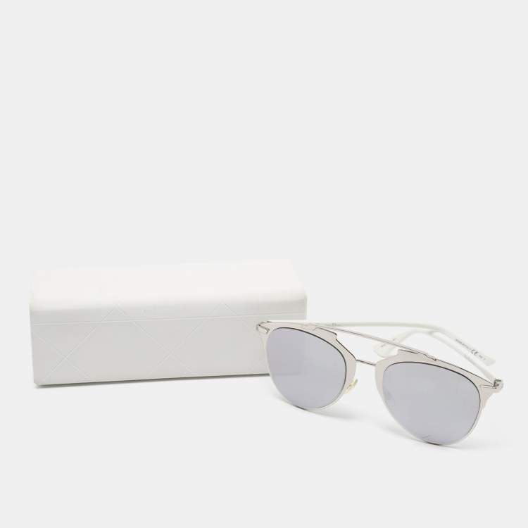 Pre Owned Dior Silver Tone / Grey DiorReflected 85LDC Aviator Sunglasses