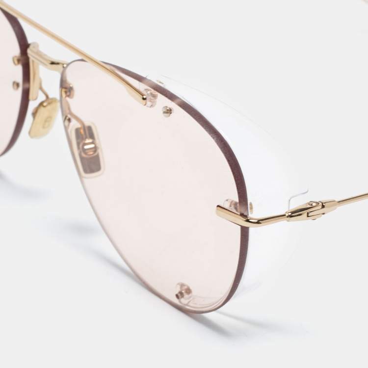 Pre Owned Dior Homme Gold Tone/ Pale Pink DiorChroma1 Aviator Sunglasses