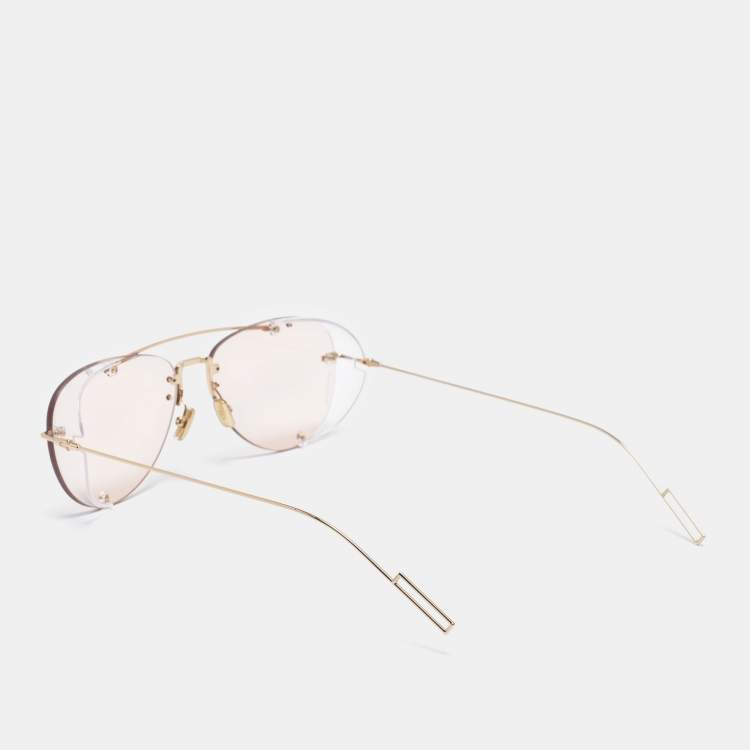 Pre Owned Dior Homme Gold Tone/ Pale Pink DiorChroma1 Aviator Sunglasses