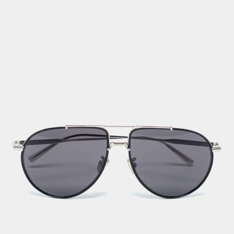 Pre Owned Dior Silver Tone/ Smoke DiorBlackSuit AU Pilot Sunglasses
